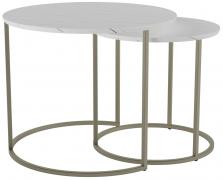 Комплект журнальных столов Калифорния Лесли (белый мрамор/титан)