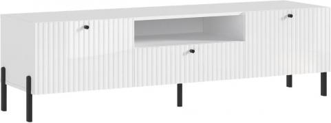 ТВ тумба Оливия (малая) (металлические опоры) (Белый/Белый глянец)