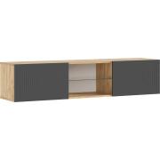 ТВ тумба Флэш подвесная (Дуб Крафт/Браш Графит)