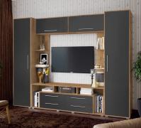 Гостиная Гармония (Дуб Крафт/Графит Софт)