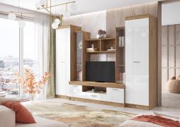 Гостиная Атлантида-6 (Дуб Крафт/Белый глянец)