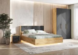 Спальный гарнитур Ирис (комплект 1) (Дуб Крафт/Браш Графит)