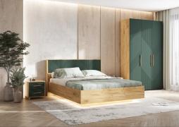 Спальный гарнитур Ирис (комплект 1) (Дуб Крафт/Браш Мени Грин)