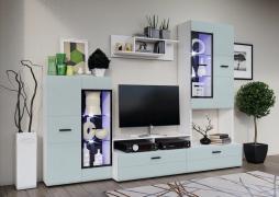 Гостиная Нэнси NEW Вариант №3 (Браш Деним Блю, Белый)