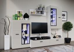 Гостиная Нэнси NEW Вариант №3 (Браш Лайт Грей, Белый)