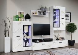 Гостиная Нэнси NEW Вариант №3 (Мрамор золото, Белый)