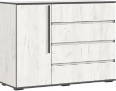 Комод Норд 1200 мм (1 дверь/4 ящика) Дуб Крафт Белый