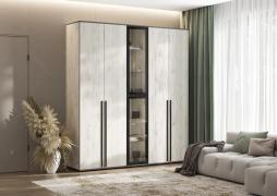 Шкаф Норд двухстворчатый (2шт.) + пенал стекло (Дуб Крафт Белый)