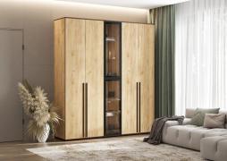 Шкаф Норд двухстворчатый (2шт.) + пенал стекло (Дуб Крафт)