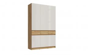 Шкаф Роджина трехстворчатый (Крафт/Белый глянец)