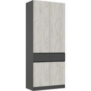 Шкаф Роджина двухстворчатый (Графит/Дуб Крафт Белый)