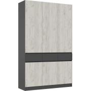 Шкаф Роджина трехстворчатый (Графит/Дуб Крафт Белый)