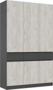 Шкаф Роджина трехстворчатый (Графит/Дуб Крафт Белый)
