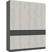 Шкаф Роджина четырехстворчатый (Графит/Дуб Крафт Белый)