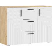 Комод Сильвия 1200 мм (2 двери/3 ящика) (Дуб Крафт/Браш Вайт)