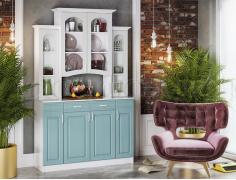 Буфет Констанция 4-х ств (Голубой/Белый Матовый)