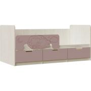 Кровать Юниор-4 (Дуб Крафт Белый/Шарли Пинк)
