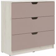 Комод Юниор-4 3 ящика (800) (Дуб Крафт Белый/Шарли Пинк)