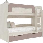 Кровать-чердак Юниор-4 (Дуб Крафт Белый/Шарли Пинк)
