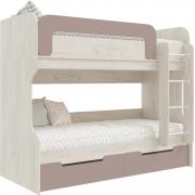 Кровать-чердак Юниор-4 (Дуб Крафт Белый/Шарли Пинк)