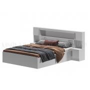 Кровать 1,6 с надстройкой и тумбами Бася (Белый)