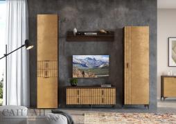 Гостиная Шер №4 (Дуб Апрель темный/Лофт Голден Пэлас)