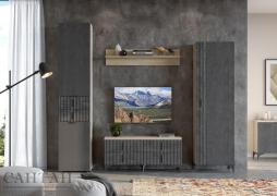 Гостиная Шер №4 (Дуб Серый/Айронвуд Серебро)