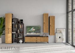 Гостиная Шер №11 (Дуб Апрель темный/Лофт Голден Пэлас)