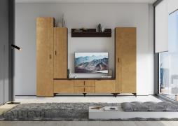 Гостиная Шер №6 (Дуб Апрель темный/Лофт Голден Пэлас)