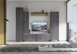 Гостиная Шер №6 (Дуб Серый/Айронвуд Серебро)