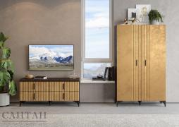 Гостиная Шер №7 (Дуб Апрель темный/Лофт Голден Пэлас)