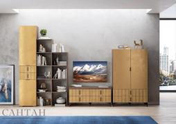 Гостиная Шер №9 (Дуб Апрель темный/Лофт Голден Пэлас)