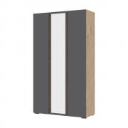Шкаф Хелен ШК-02 3-х створчатый с зеркалом (Серый графит/Дуб Крафт Золотой)