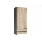 Шкаф Денвер двухстворчатый ПВШ (Графит / Дуб Гранж Песочный)