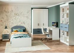 Модульная подростковая Лавис (Белый/Лазурь Софт)