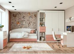 Модульная подростковая Лавис (Белый/Персик Софт)