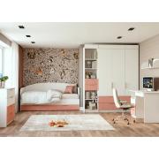 Модульная подростковая Лавис (Белый/Персик Софт)