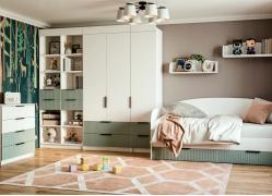 Модульная подростковая Лавис (Белый/Зеленый Софт)