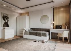 Спальный гарнитур Мори (комплект 4) (Белый)