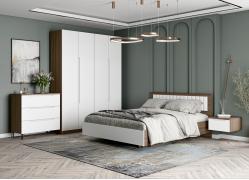 Модульная спальня Роза Тренто (Орех Франклин/Белый Софт)