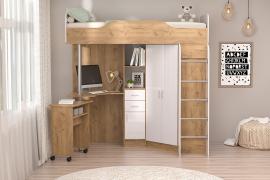 Кровать-1 Бриз (Крафт Золотой/Белый глянец)