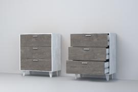 Комод Эго К-3 (Бетон светлый/Камень темный) (НГ)