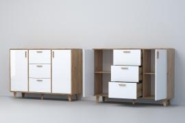 Комод Эго К-2 (Крафт Золотой/Белый глянец) (НГ)