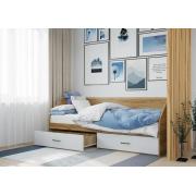 Кровать Лайт (Дуб Золотой/Белый)