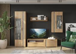 Стенка Омега (Дуб Крафт Золотой / Бетон)