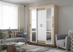 Шкаф-купе Victor (Виктор) с зеркалом (Сонома/Белый)