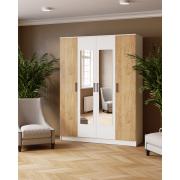 Шкаф Ларс с зеркалом 1600 (Белый/Дуб Крафт Золотой)