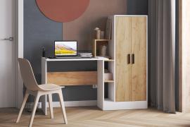 Компьютерный стол СКМ-1 (Белый/Дуб Крафт Золотой)