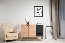 Комод Брюс 16.233 Battle rock FSC Santiago, Черный  0190 PE, Кварц Блэк 129 ПВХ