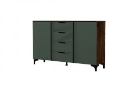Комод Брента 4 ящика, 2 двери (таксус/лак оливковый)